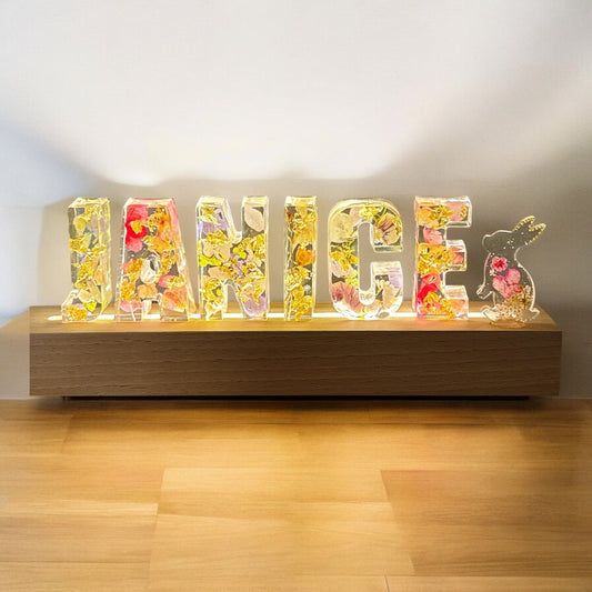 客製化押花小夜燈( 6 個字母) Personalised pressed flower night light ( 6 letters)