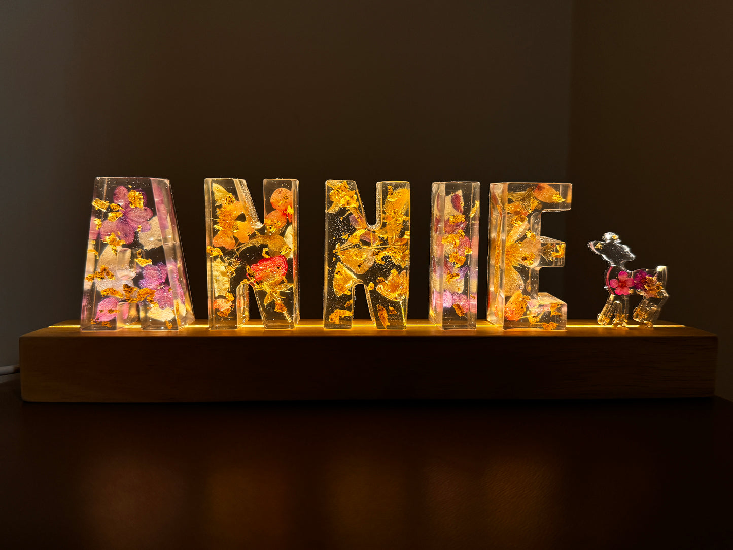 客製化押花小夜燈( 5 個字母) Personalised pressed flower night light ( 5 letters)