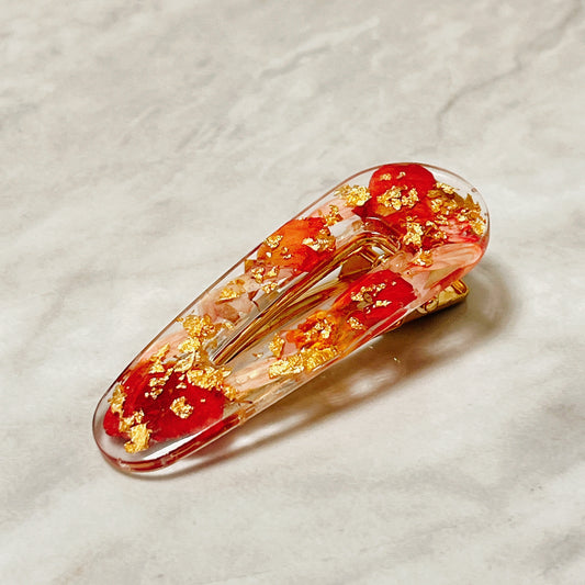 押花髮夾(紅色) Pressed flower hair clip (red)