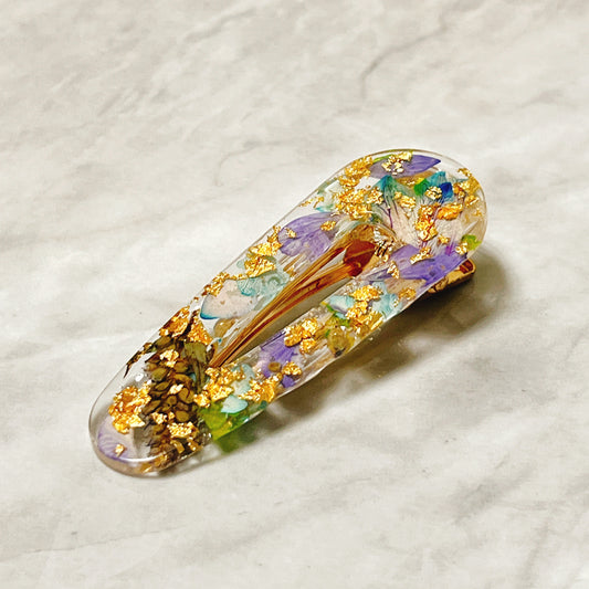 押花髮夾(紫色&藍色) Pressed flower hair clip (purple and blue)