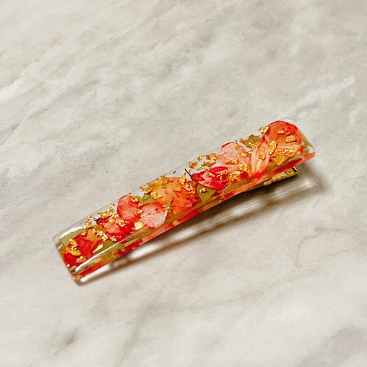 押花髮夾(紅色) Pressed flower hair clip (red)