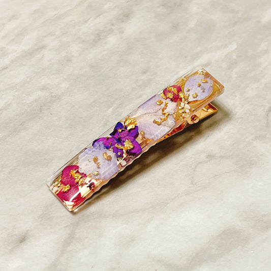 押花髮夾(紫色) Pressed flower hair clip (purple)