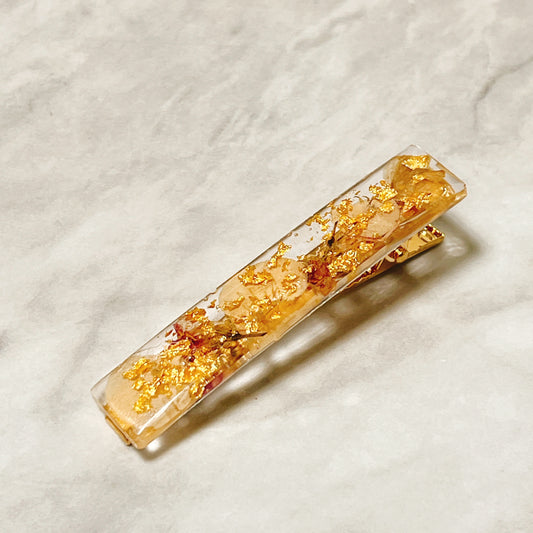 押花髮夾(淺啡色) Pressed flower hair clip (light brown)