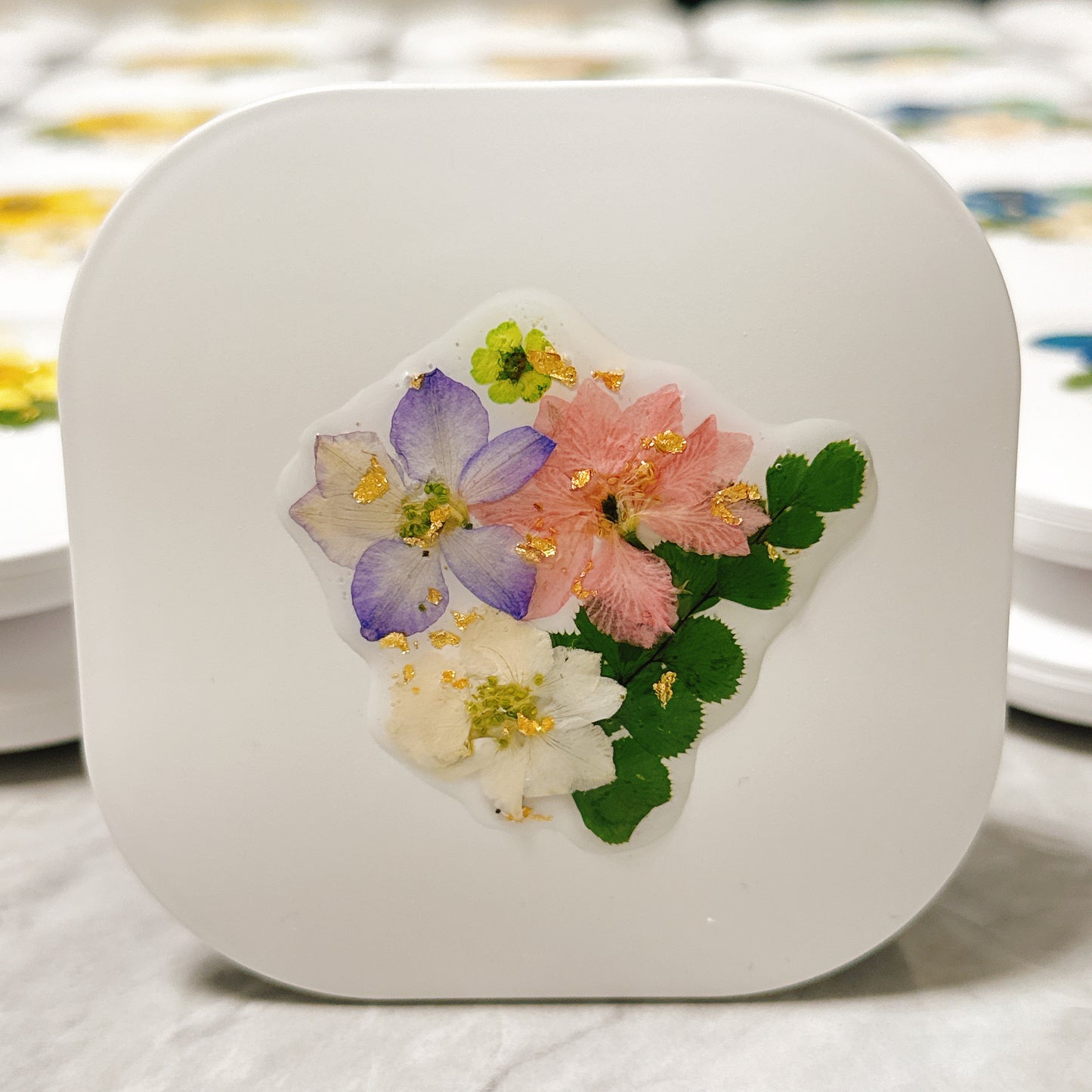 押花發光鏡盒 Pressed flower pocket mirror with light