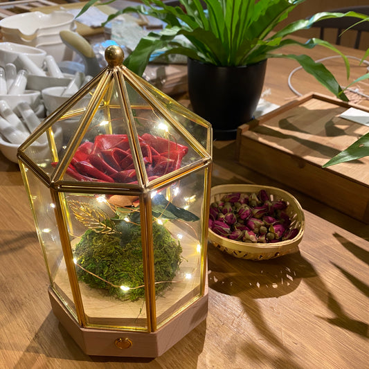 皮革玫瑰花玻璃瓶藍牙喇叭製作體驗(八角形) Leather Rose in Octagon Bluetooth Speaker Workshop